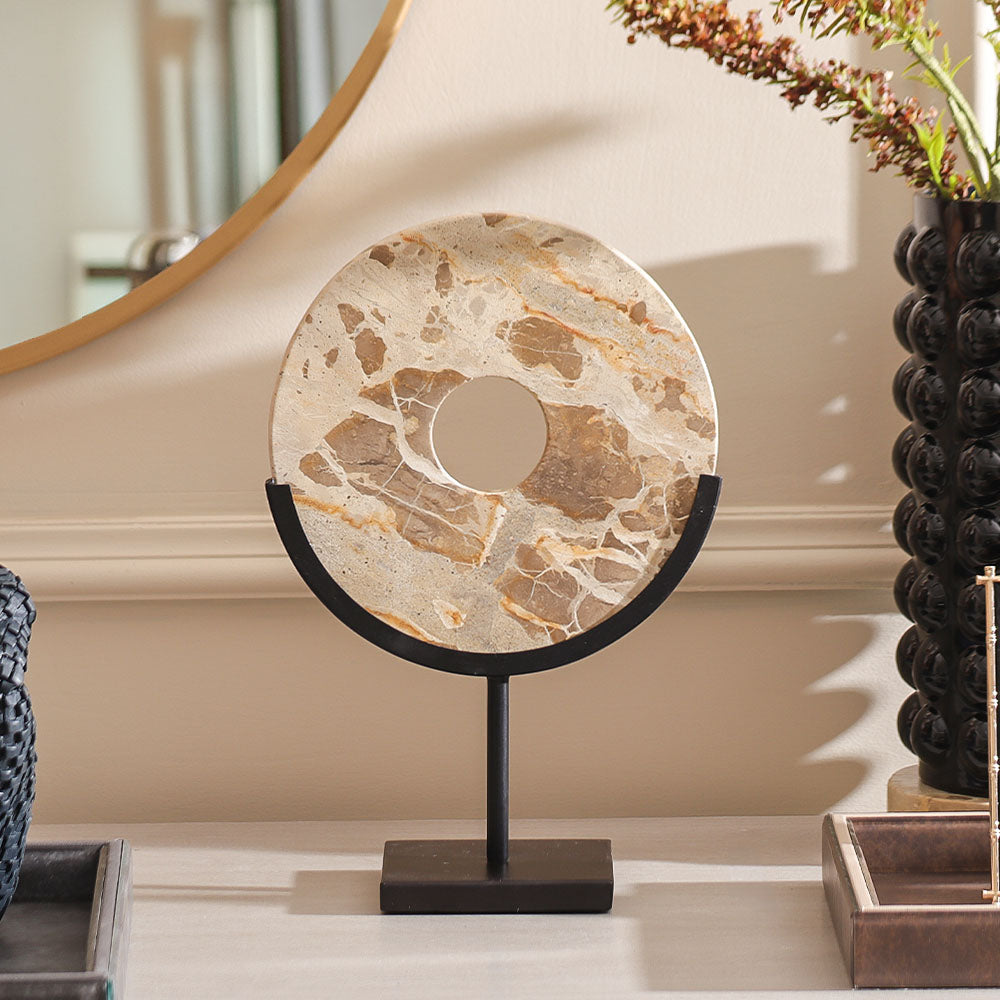 Solstice Marble Sculpture Medium - Sandstone Black