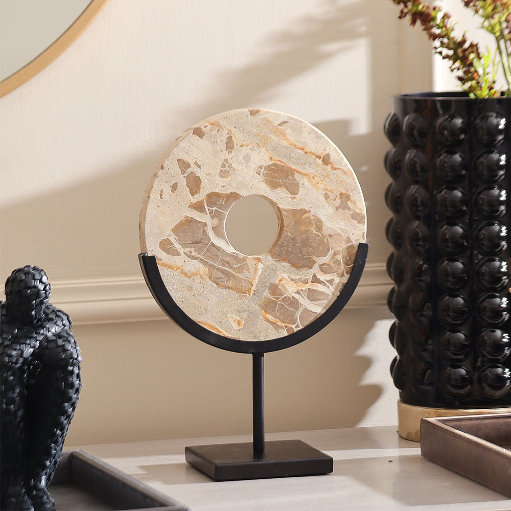 Solstice Marble Sculpture Medium - Sandstone Black