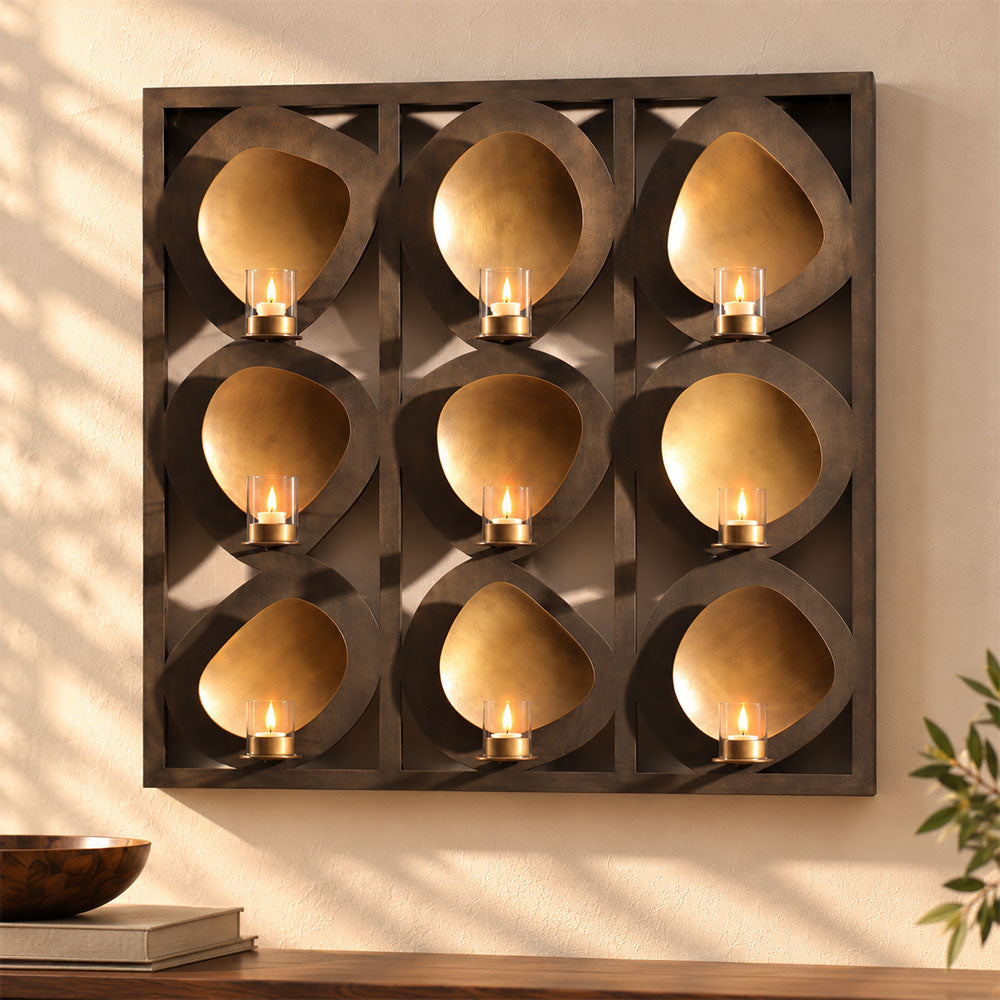 Solstice Wall Hanging Multi Tealight Holder - Gold