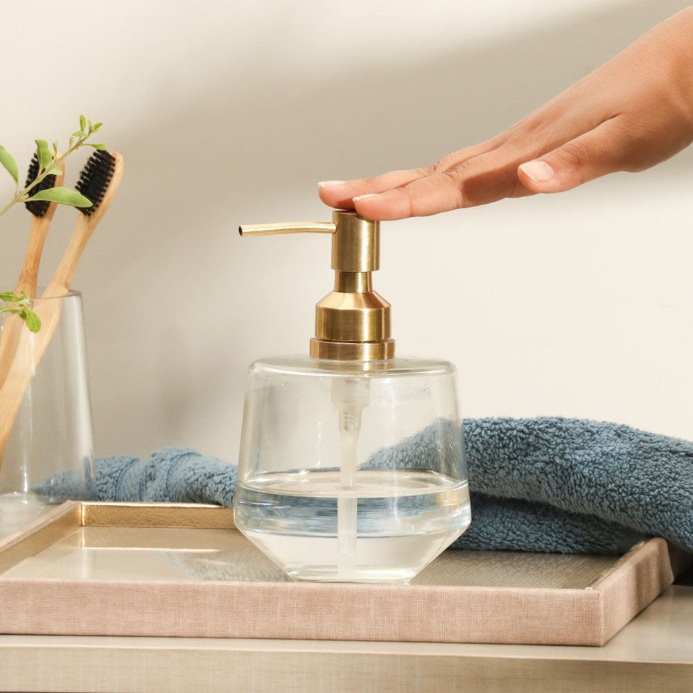 Somerset Glass and Brass Soap Dispenser - Clear Gold