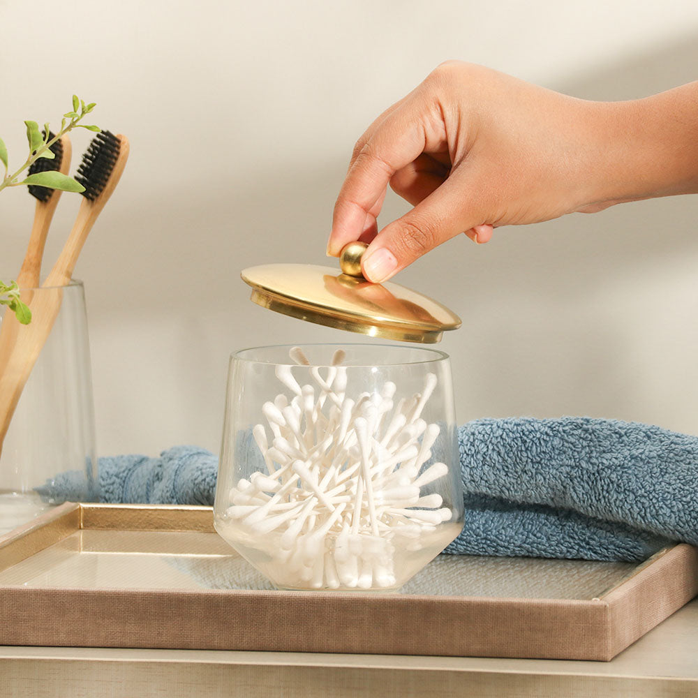 Somerset Glass and Brass Storage Jar - Clear Gold