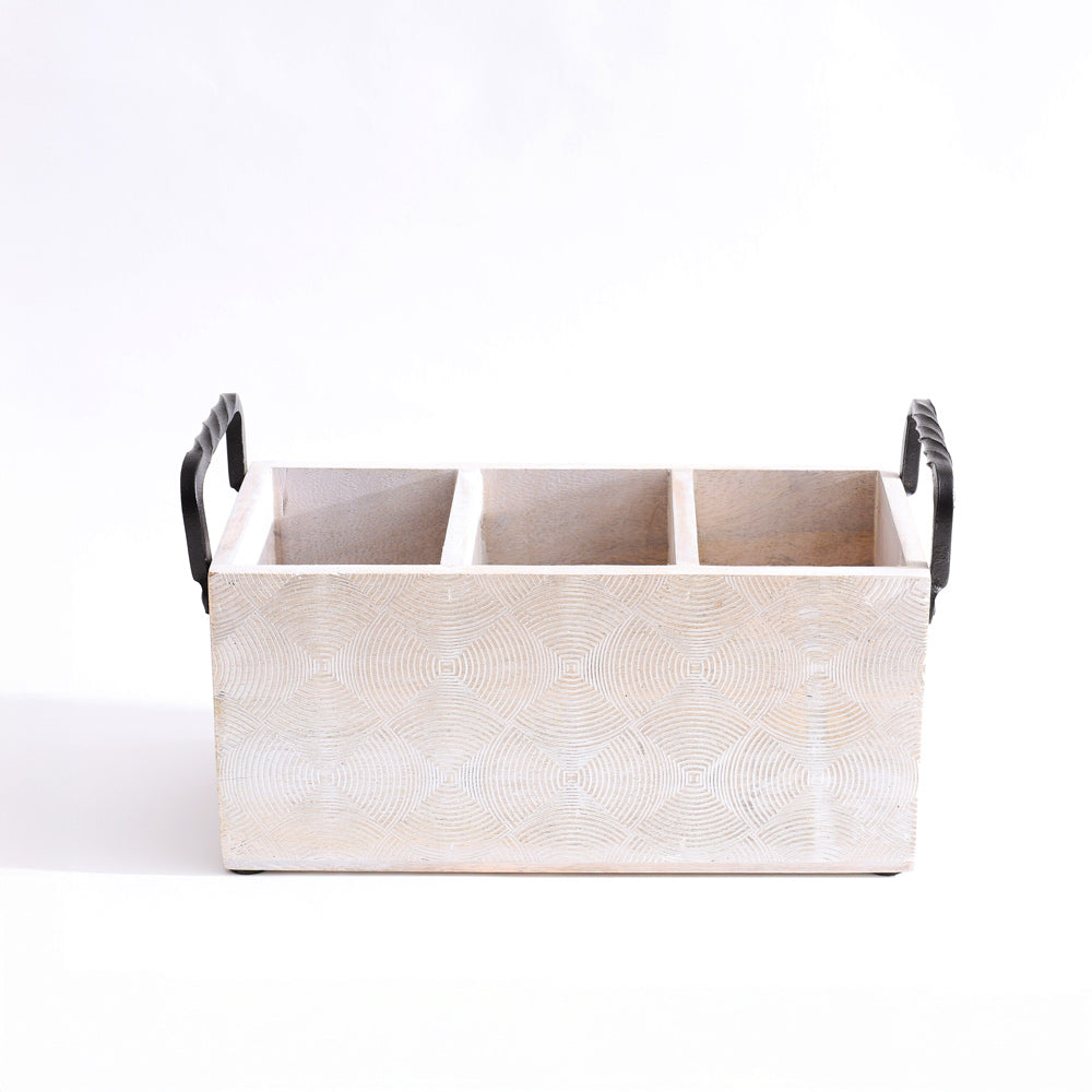 Sonar Rectangular Sectioned Caddy - Aspen White