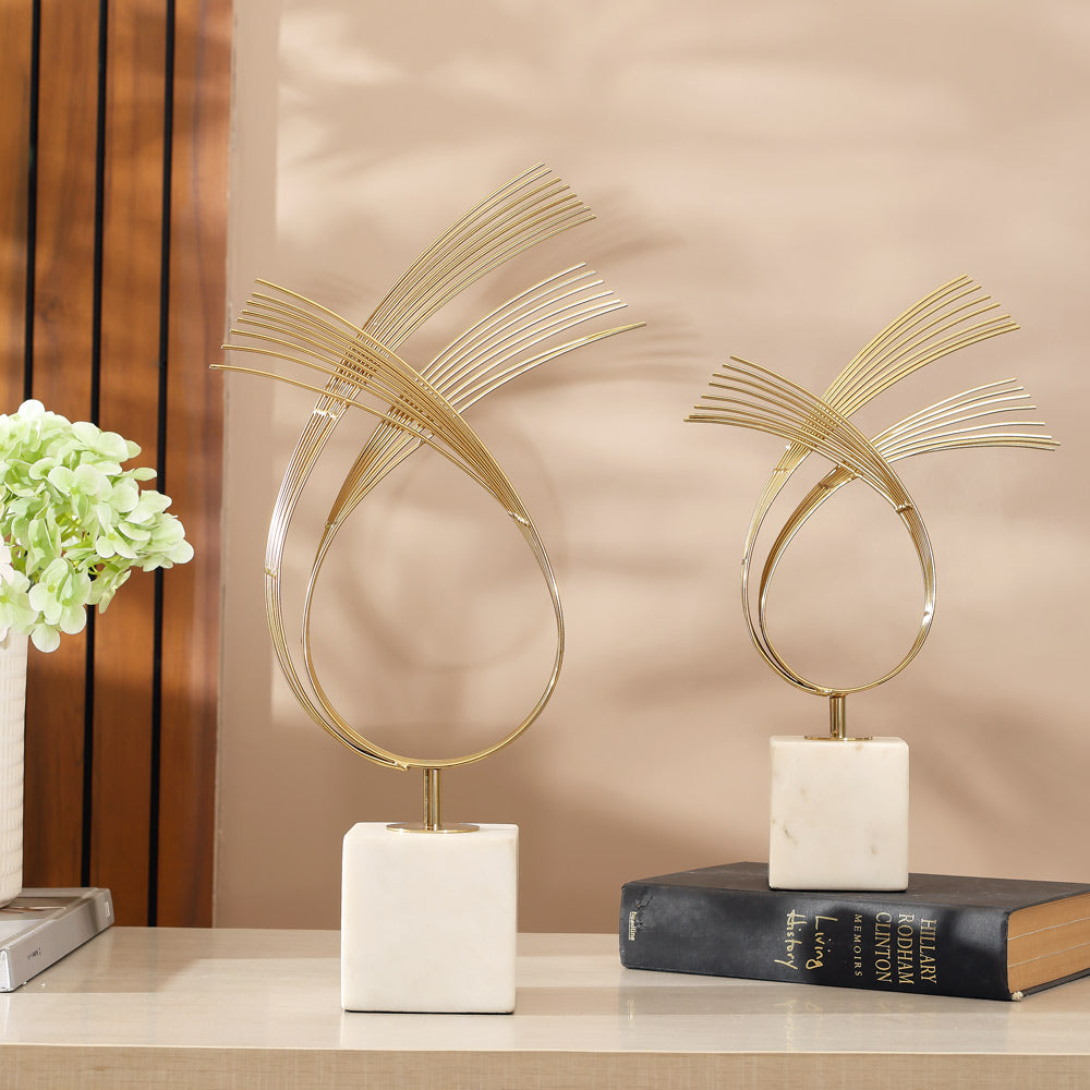 Sonnet Steel & Marble Sculpture Large - Gold White