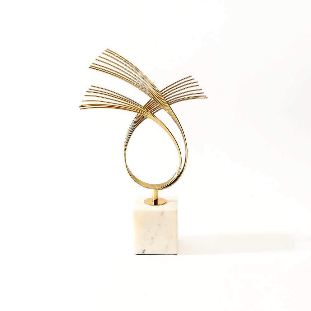 Sonnet Steel & Marble Sculpture Medium - Gold White