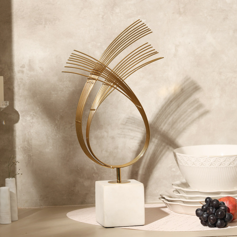 Sonnet Steel & Marble Sculpture Large - Gold White