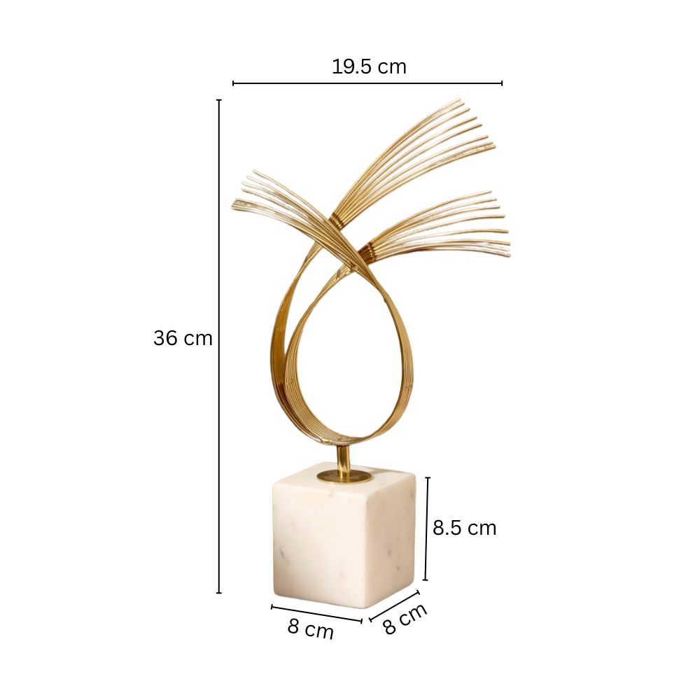 Sonnet Steel & Marble Sculpture Medium - Gold White