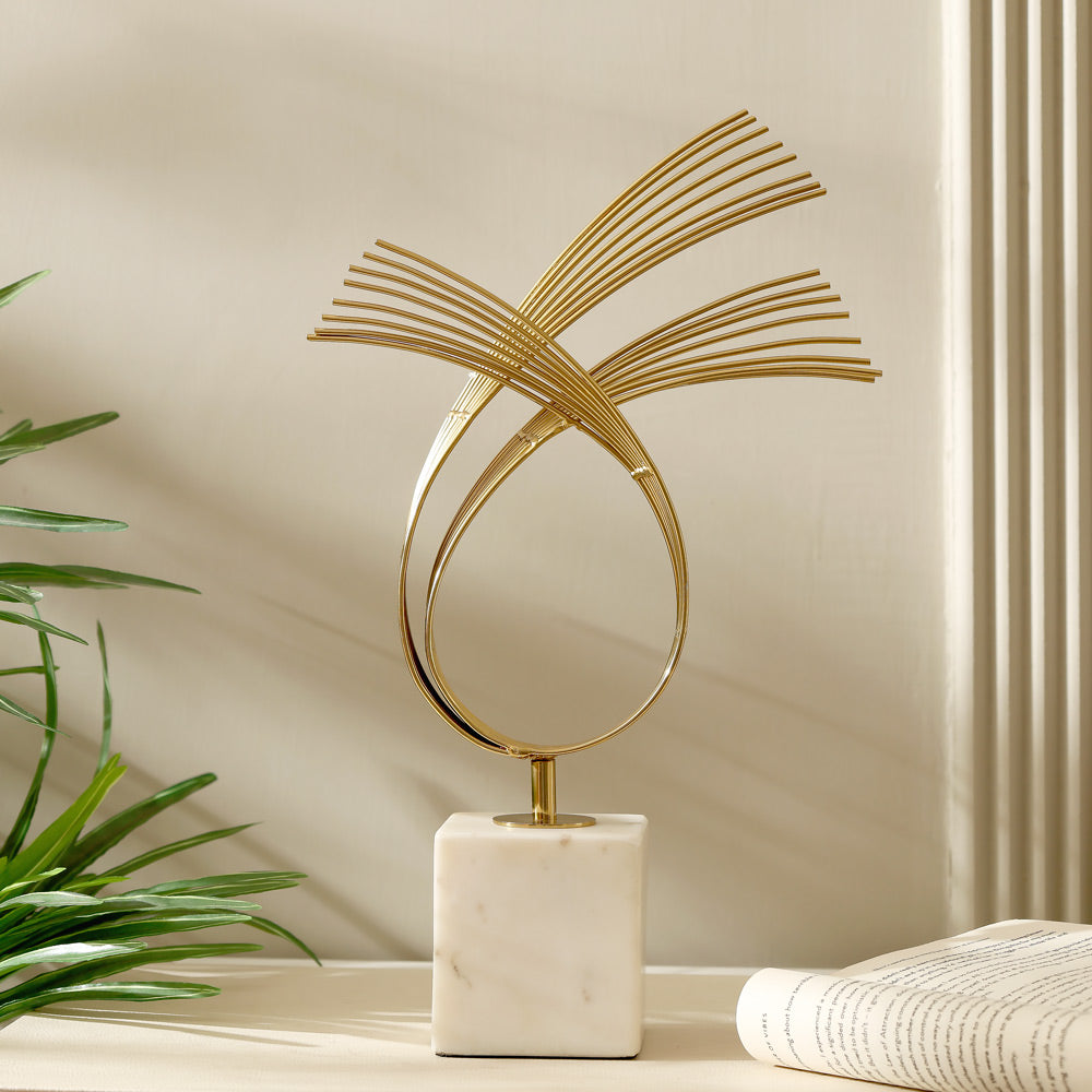Sonnet Steel & Marble Sculpture Large - Gold White
