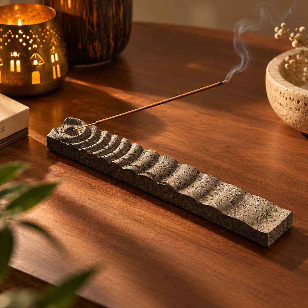 Soothe Concrete Incense Holder - Speckled Grey