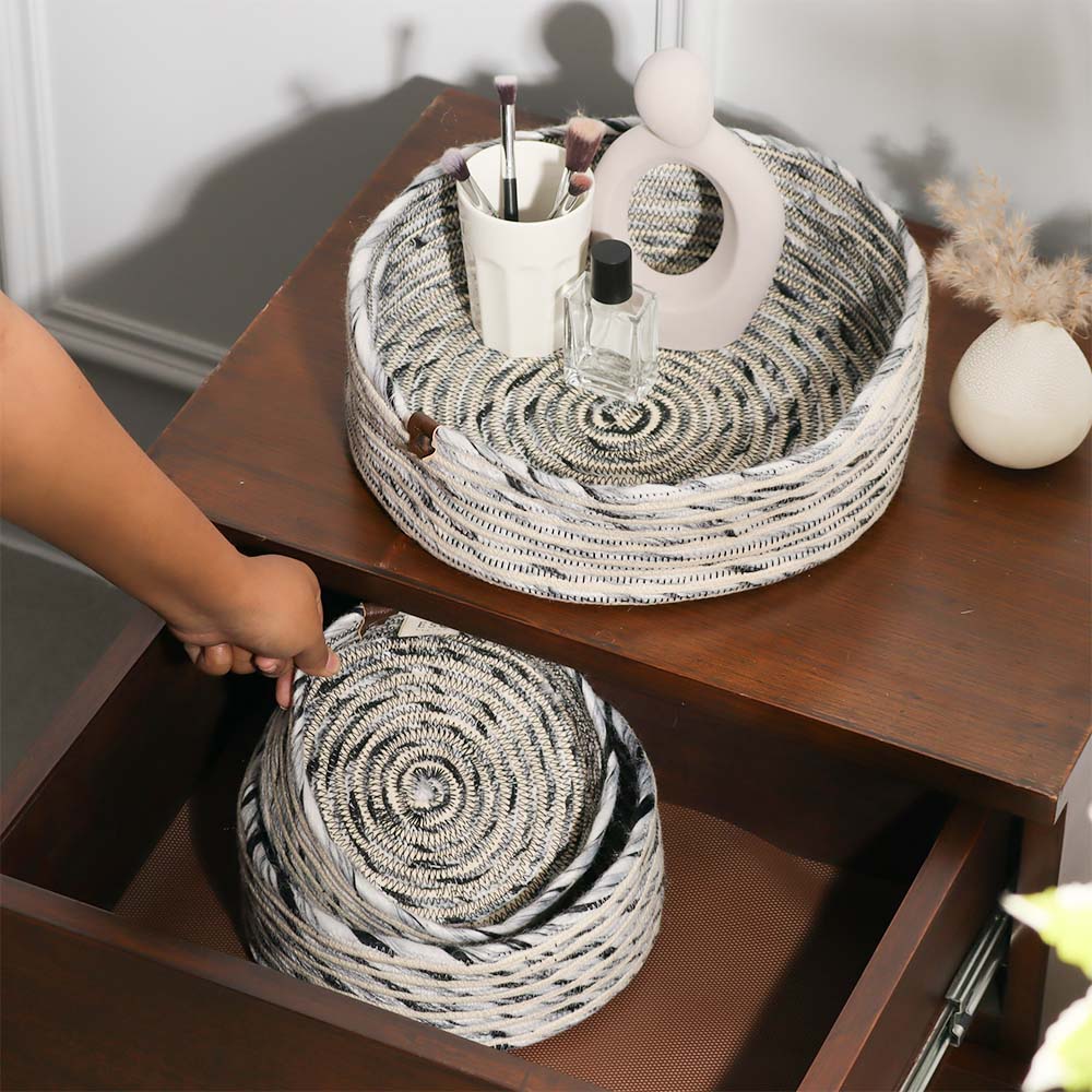 Sora Corded Storage Baskets, Set of 3 - Monochrome