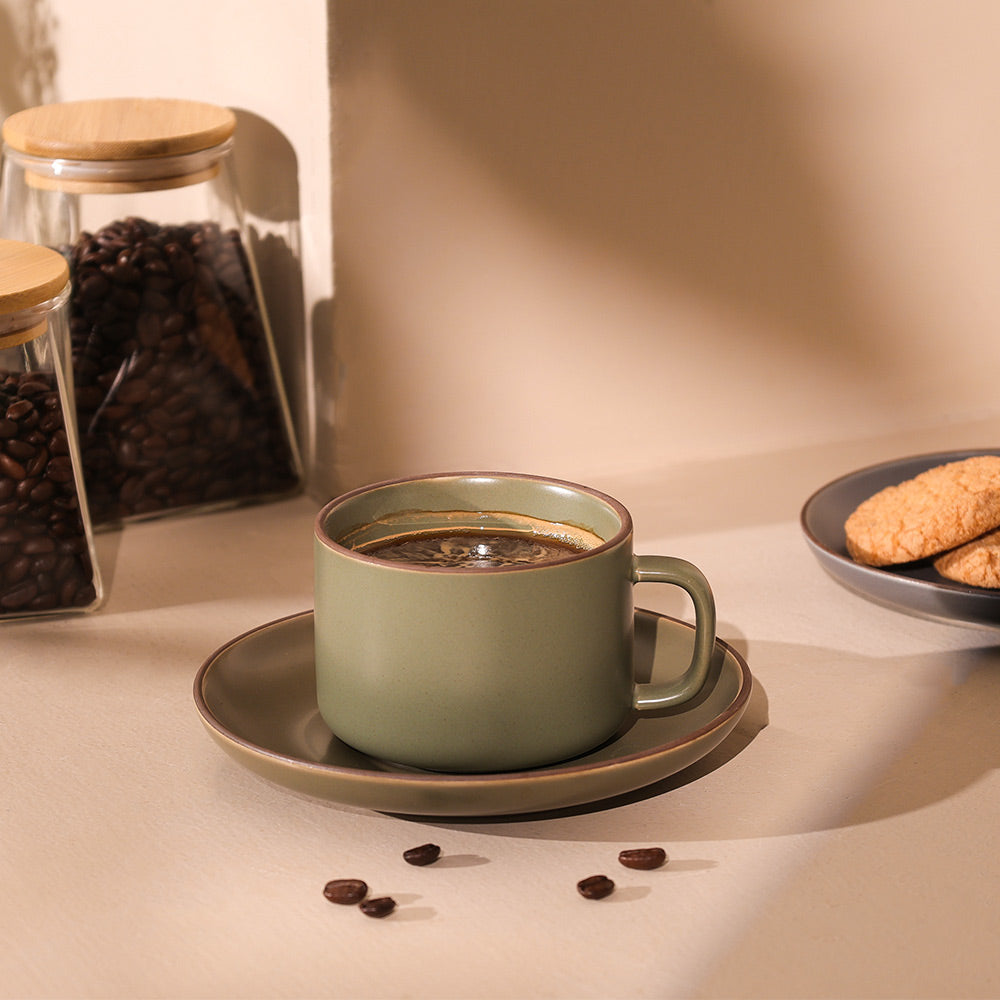 Sorrel Cup and Saucer Set - Leaf Green