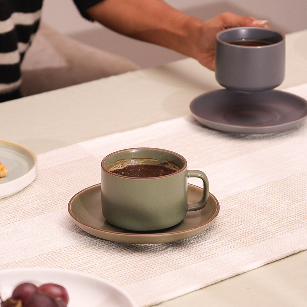 Sorrel Cup and Saucer Set - Leaf Green