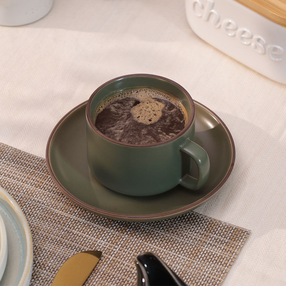 Sorrel Cup and Saucer Set - Leaf Green