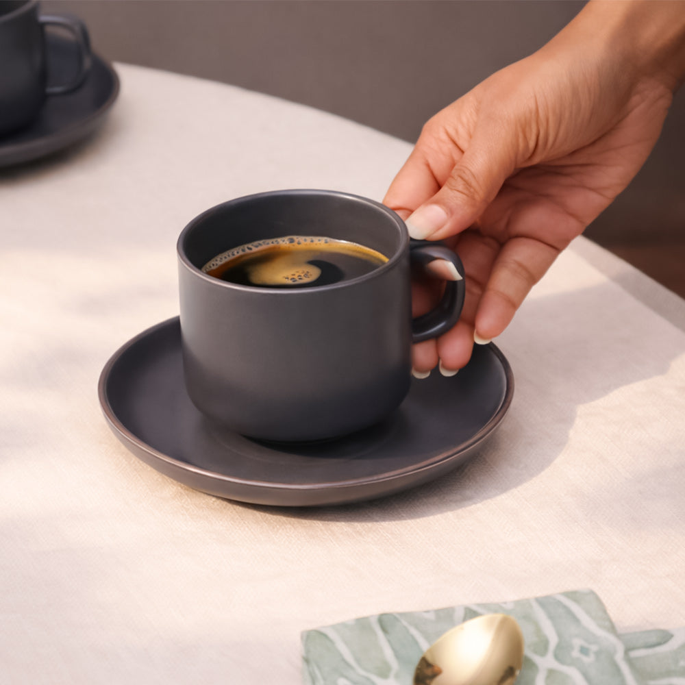 Sorrel Cup and Saucer Set - Slate Grey
