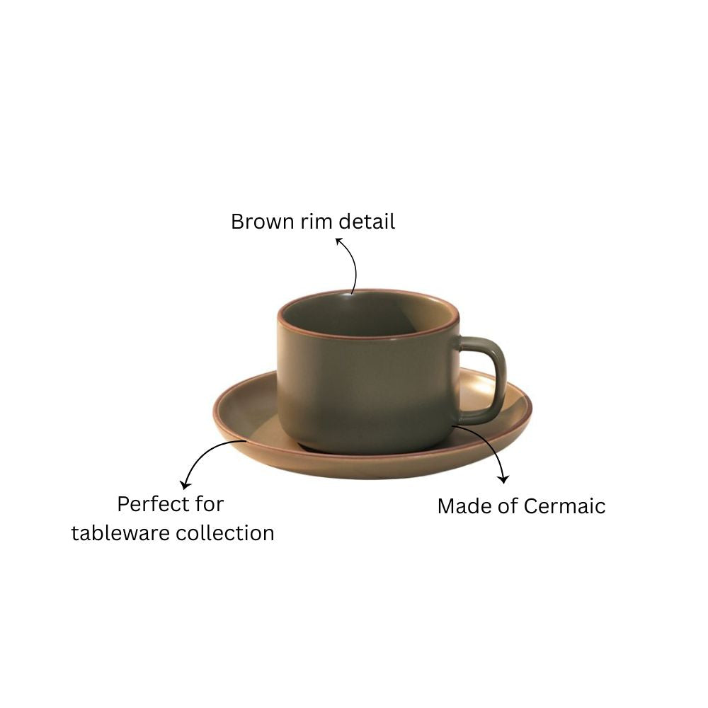 Sorrel Cup and Saucer Set - Leaf Green