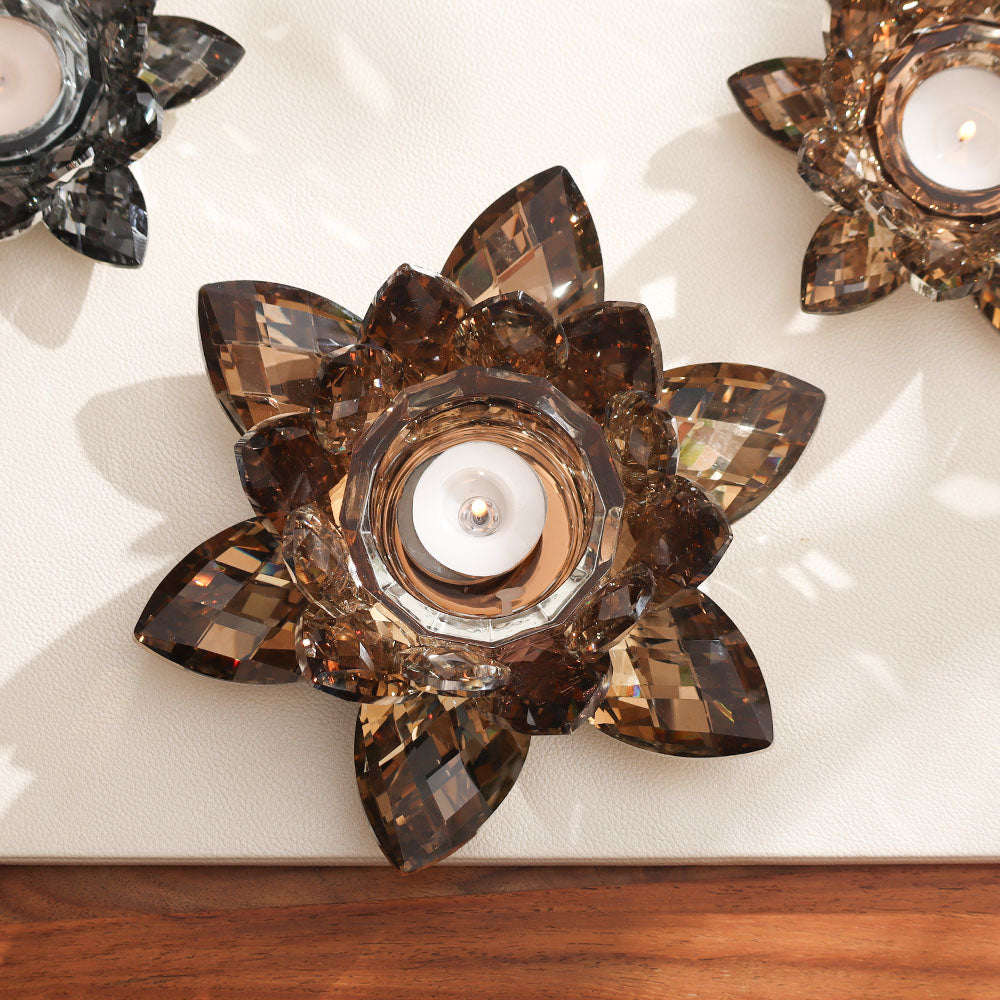 Sparkle Crystal Candle Holder - Amber