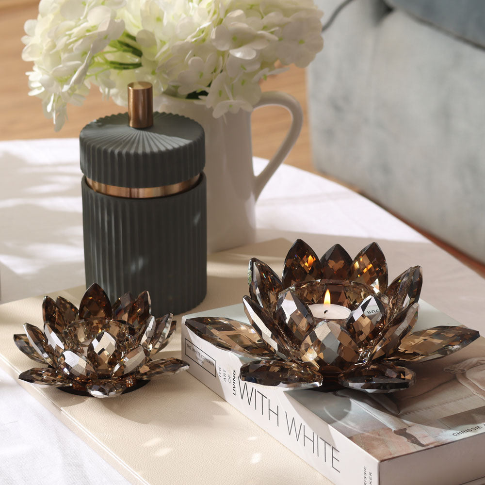 Sparkle Crystal Tealight Holder - Amber