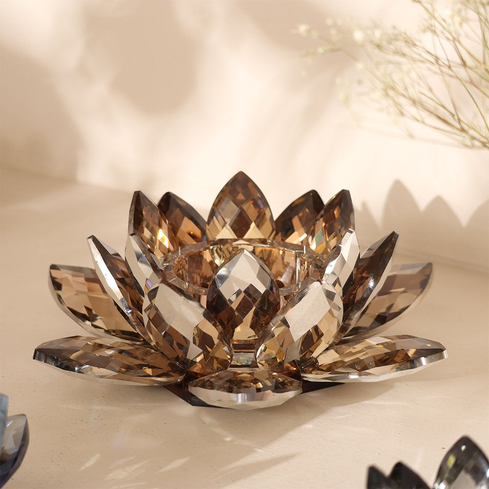 Sparkle Crystal Candle Holder - Amber