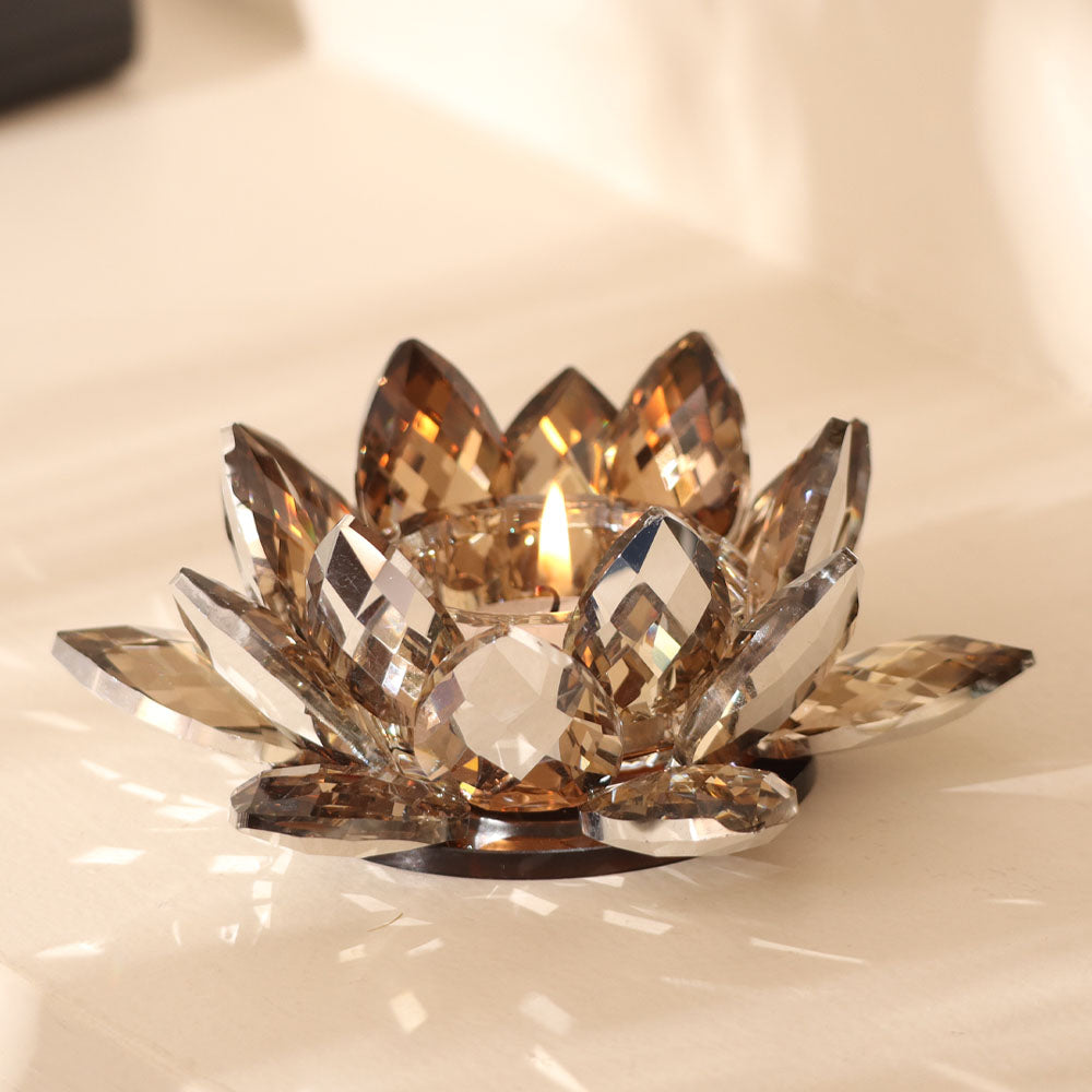 Sparkle Crystal Tealight Holder - Amber