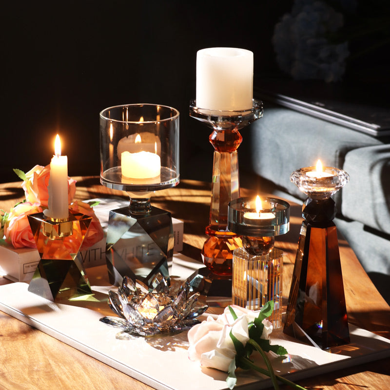 Sparkle Crystal Tealight Holder - Amber