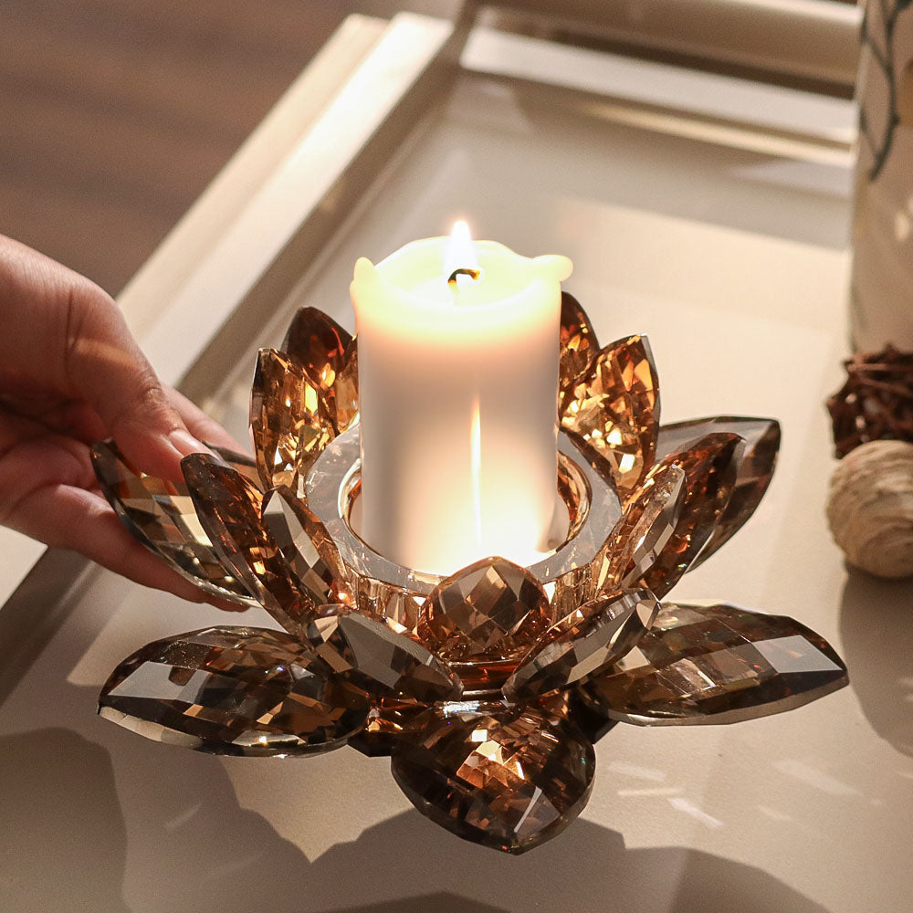 Sparkle Crystal Candle Holder - Amber