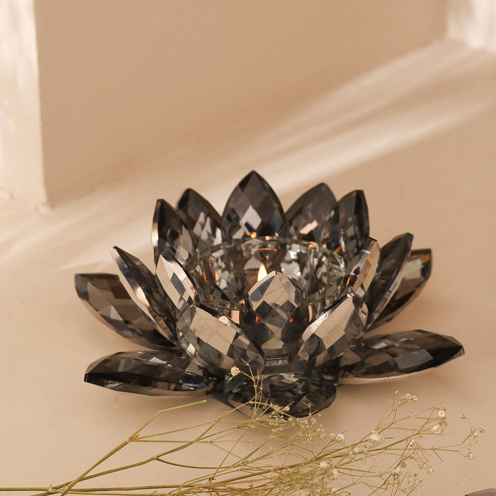 Sparkle Crystal Candle Holder - Smoke