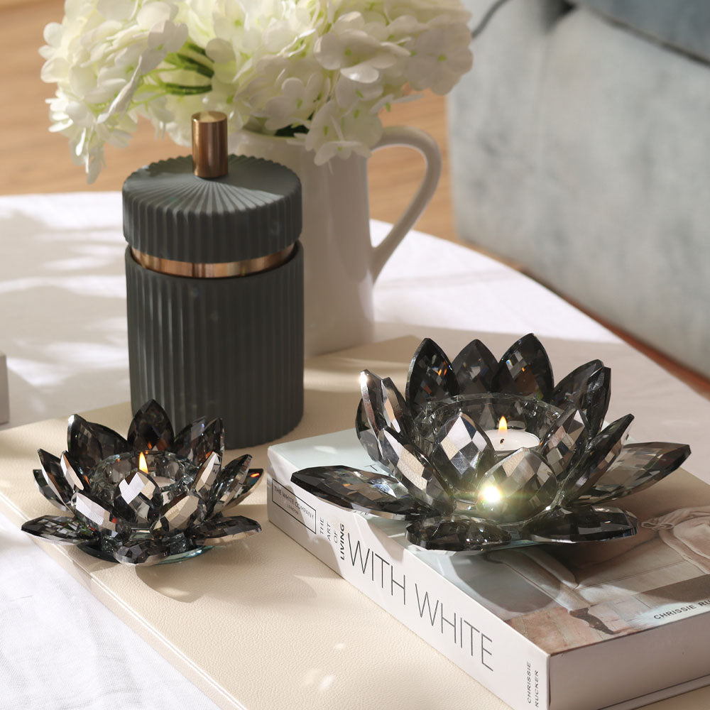 Sparkle Crystal Candle Holder - Smoke