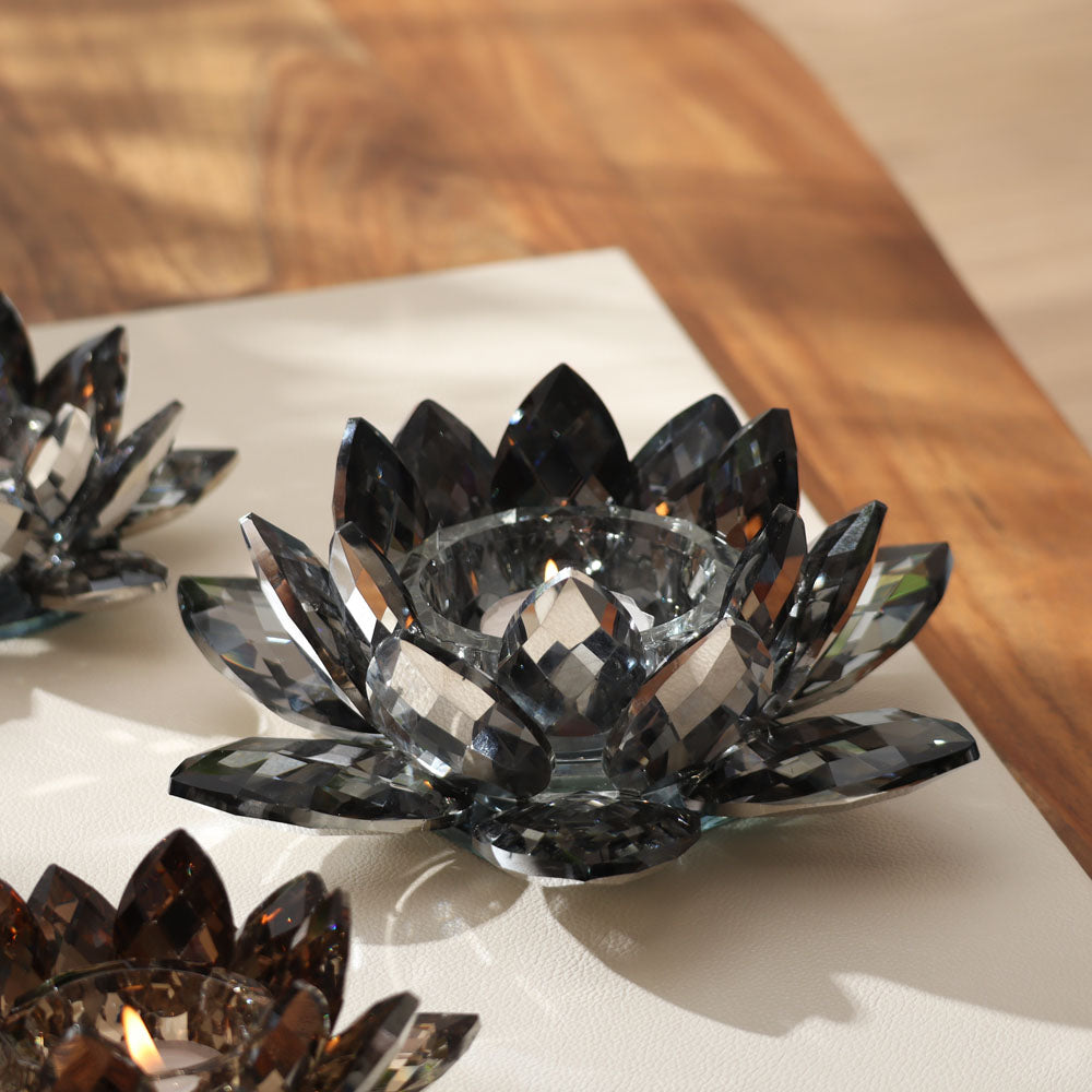 Sparkle Crystal Candle Holder - Smoke