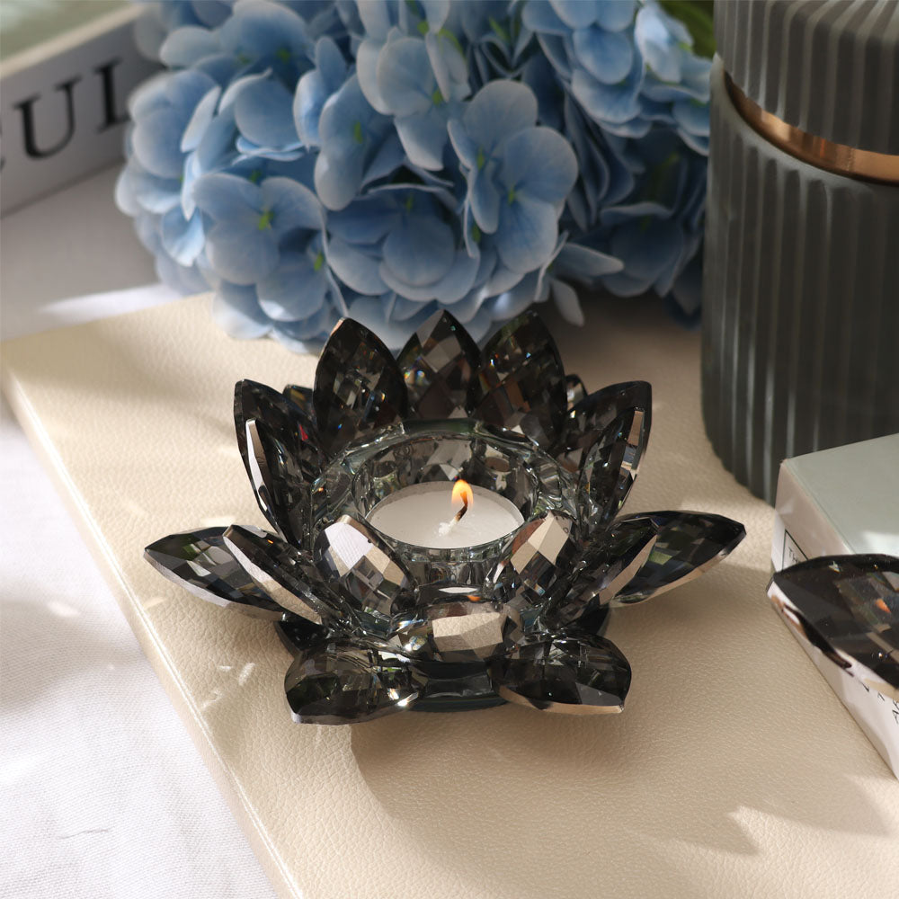 Sparkle Crystal Tealight Holder - Smoke