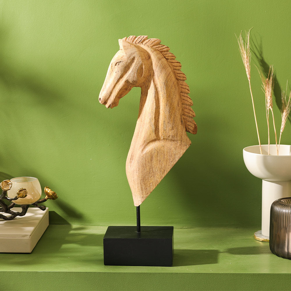 Spirit Horse Wooden Sculpture Large - Natural Black