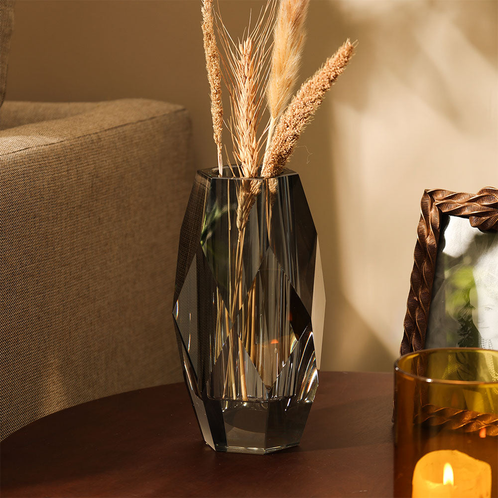 Grandeur Crystal Vase Medium - Smoke