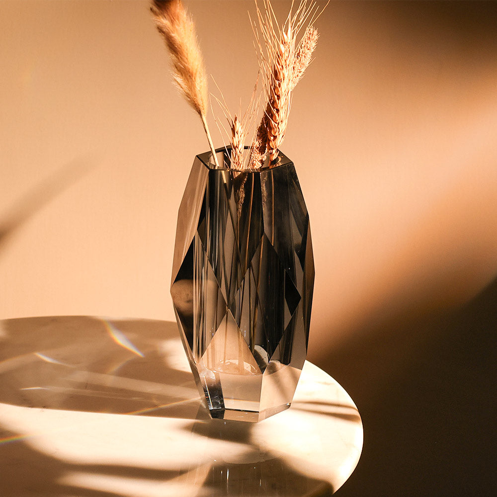 Grandeur Crystal Vase Medium - Smoke