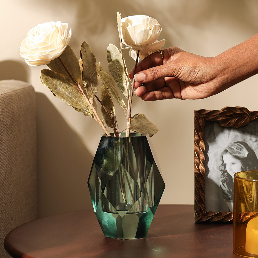 Grandeur Crystal Vase Small - Turquoise