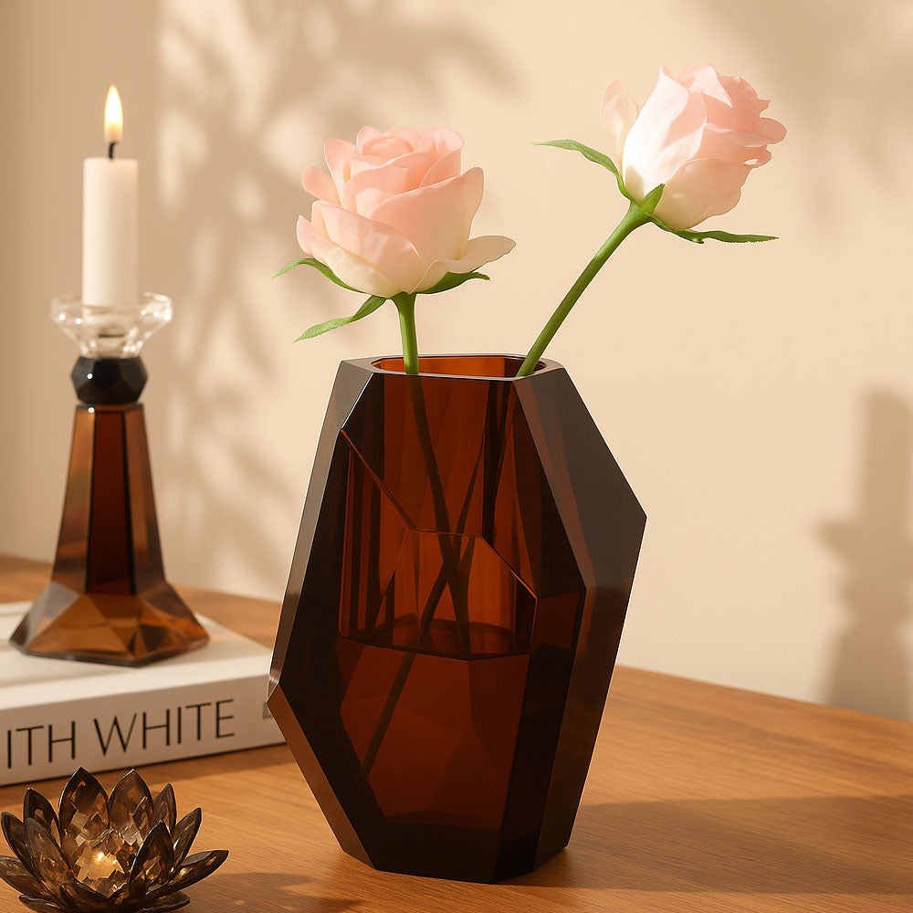 Splendour Crystal Vase - Amber