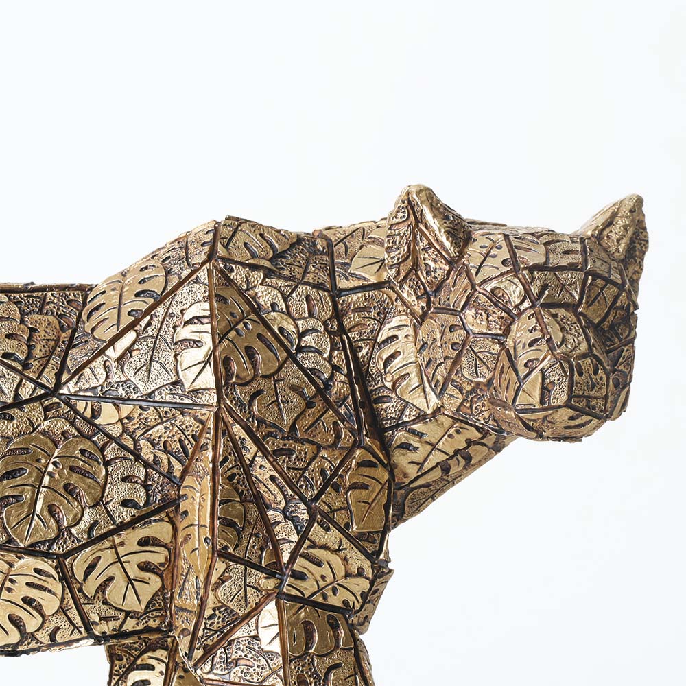 Spotted Leopard Sculpture - Dark Gold & Black