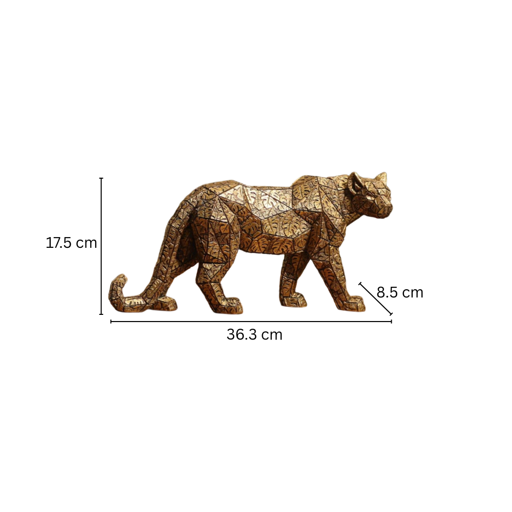 Spotted Leopard Sculpture - Dark Gold & Black
