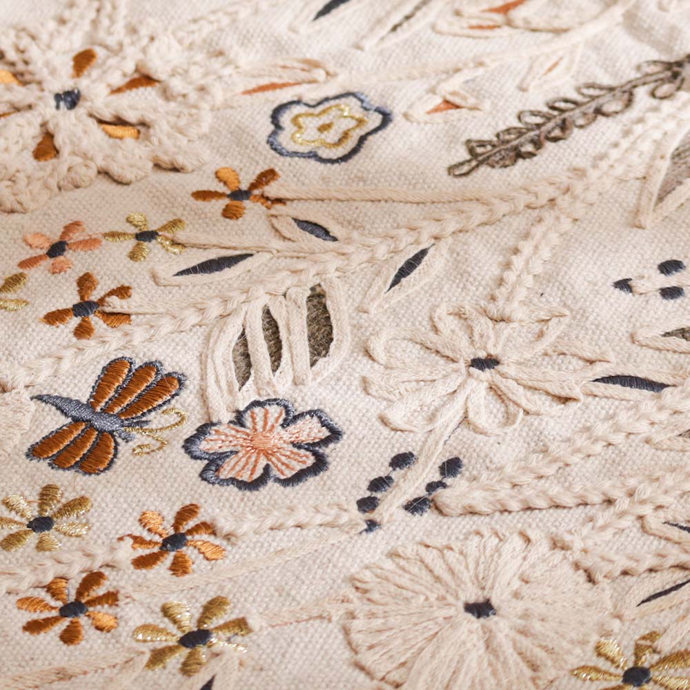 Spring Meadow Embroidered Table Runner - Gold Beige