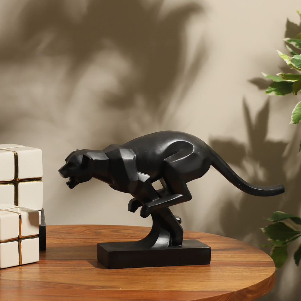 Sprinting Jaguar Decorative Sculpture - Black