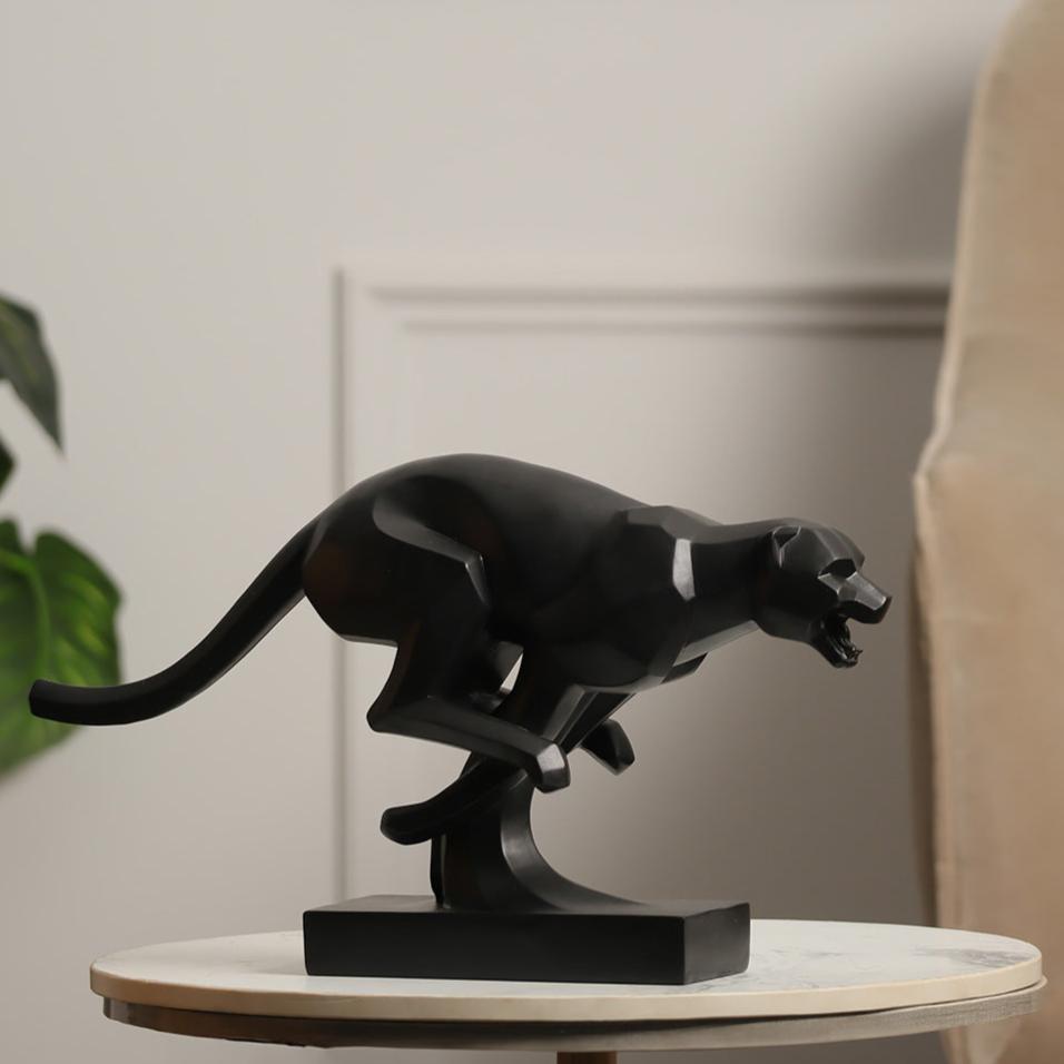 Sprinting Jaguar Decorative Sculpture - Black