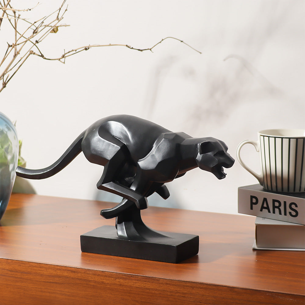 Sprinting Jaguar Decorative Sculpture - Black