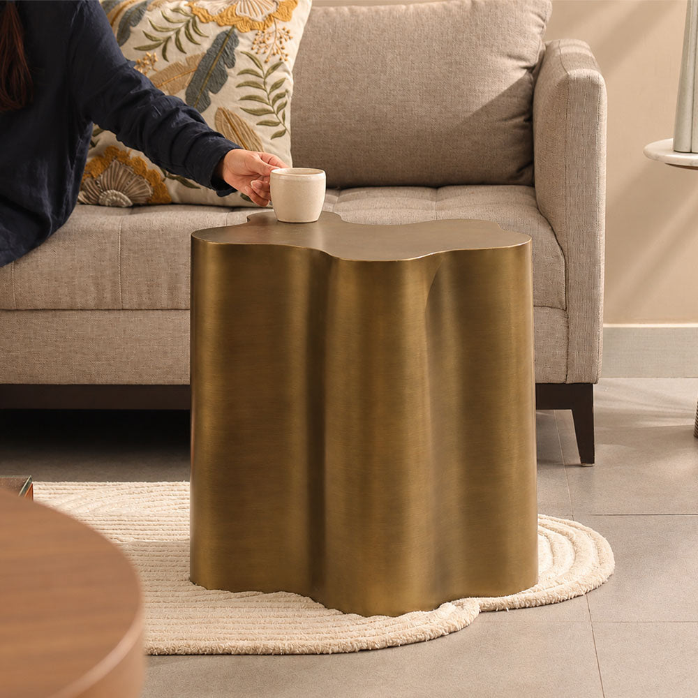 Spritz Column Side Table - Dark Gold