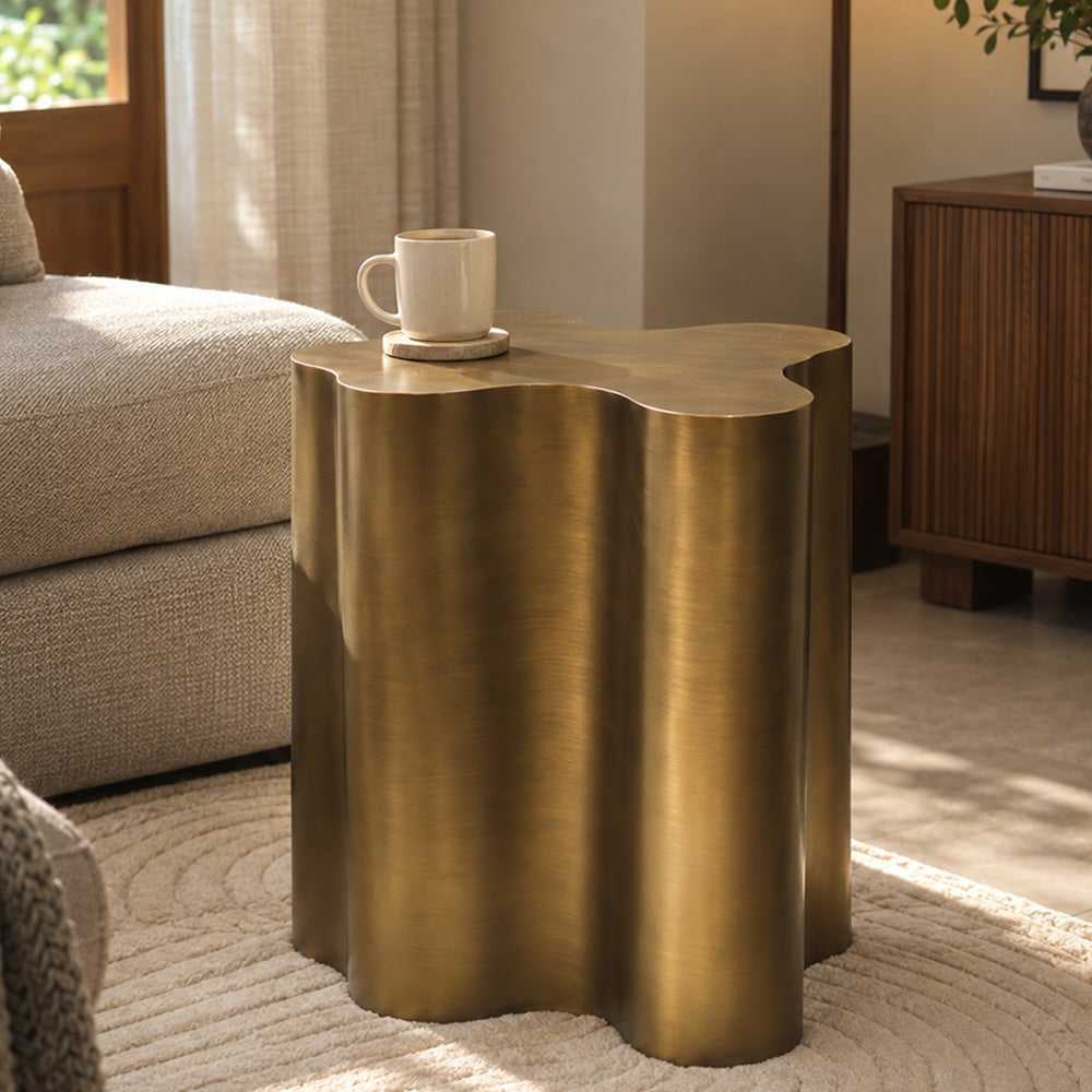 Spritz Column Side Table - Dark Gold