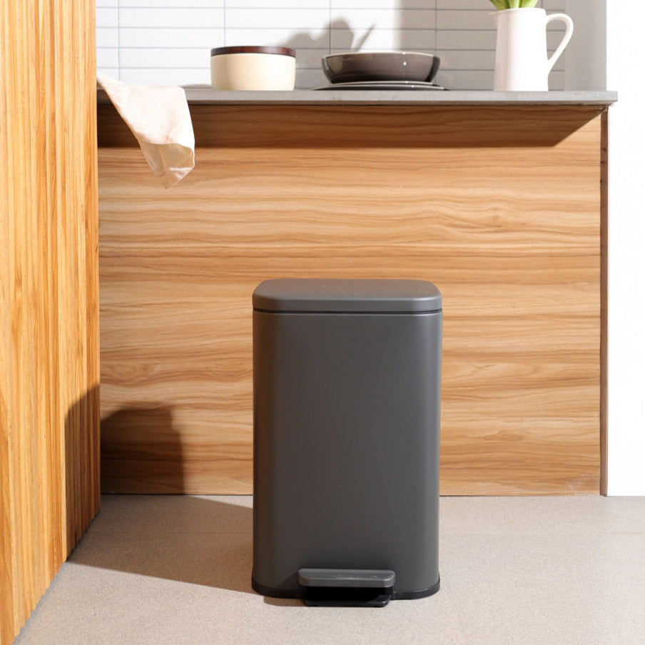 Beck Square Pedal Bin 13L - Dark Grey