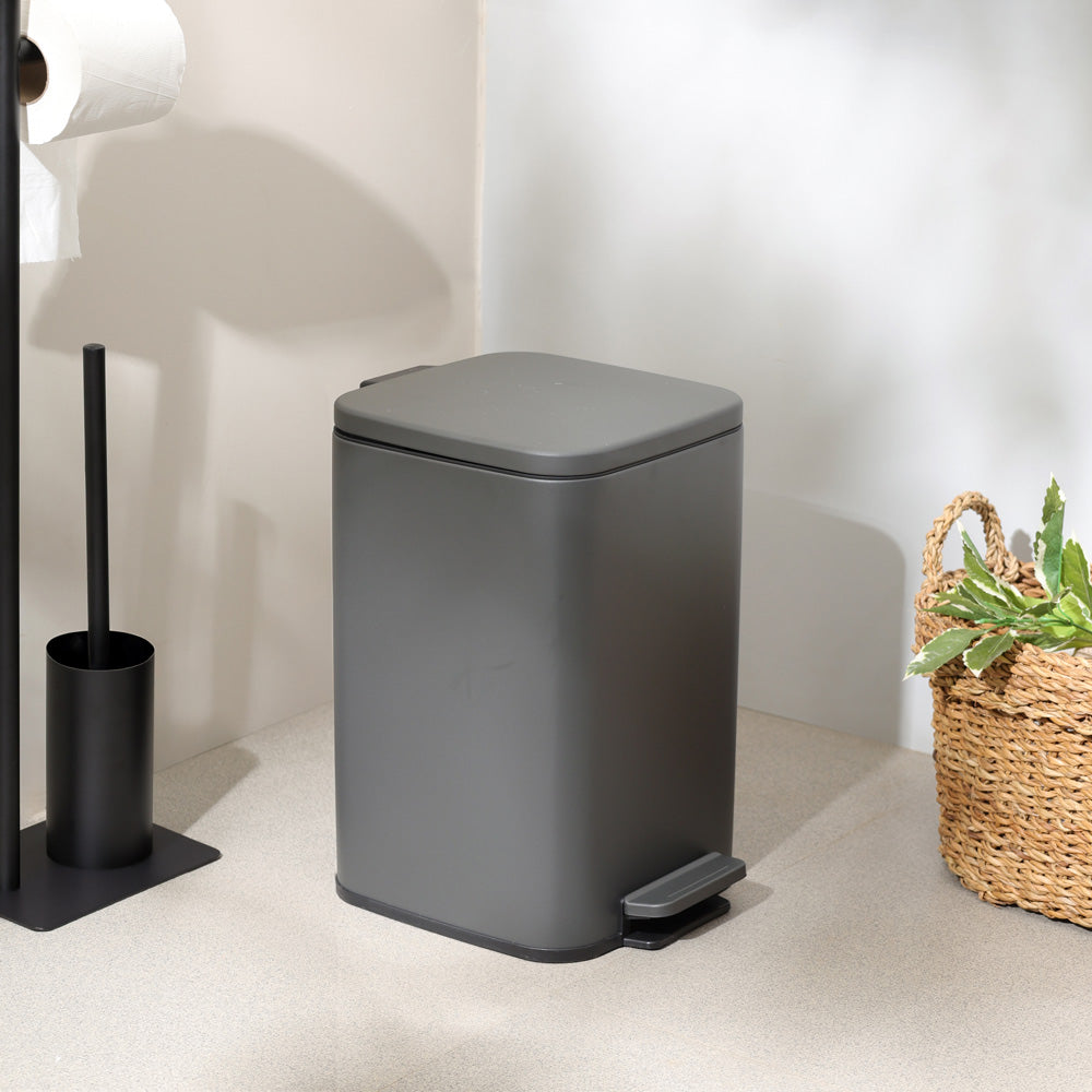 Beck Square Pedal Bin 13L - Dark Grey