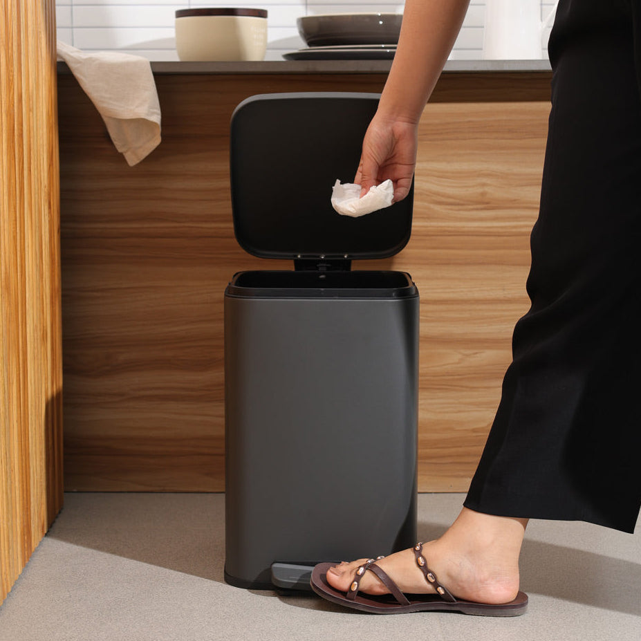 Beck Square Pedal Bin 13L - Dark Grey
