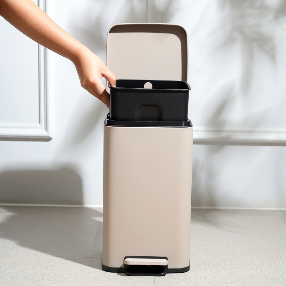 Beck Square Pedal Bin 8L - Taupe Grey