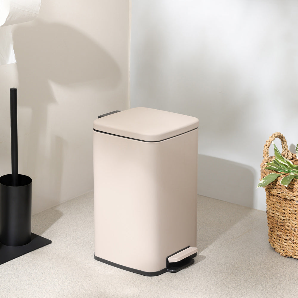 Beck Square Pedal Bin 8L - Taupe Grey