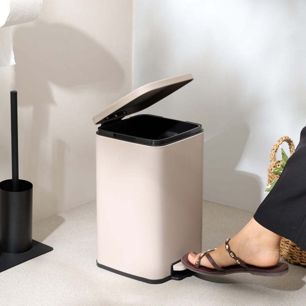 Beck Square Pedal Bin 8L - Taupe Grey