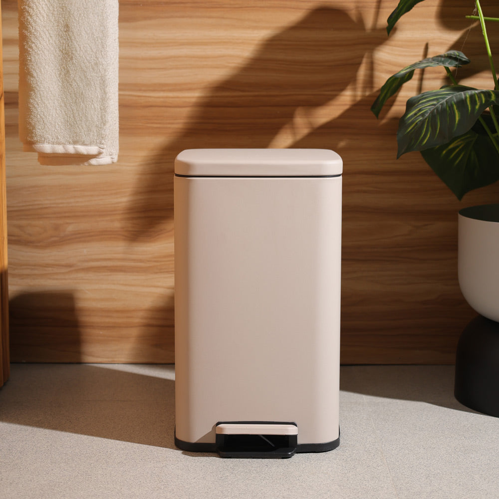 Beck Square Pedal Bin 8L - Taupe Grey