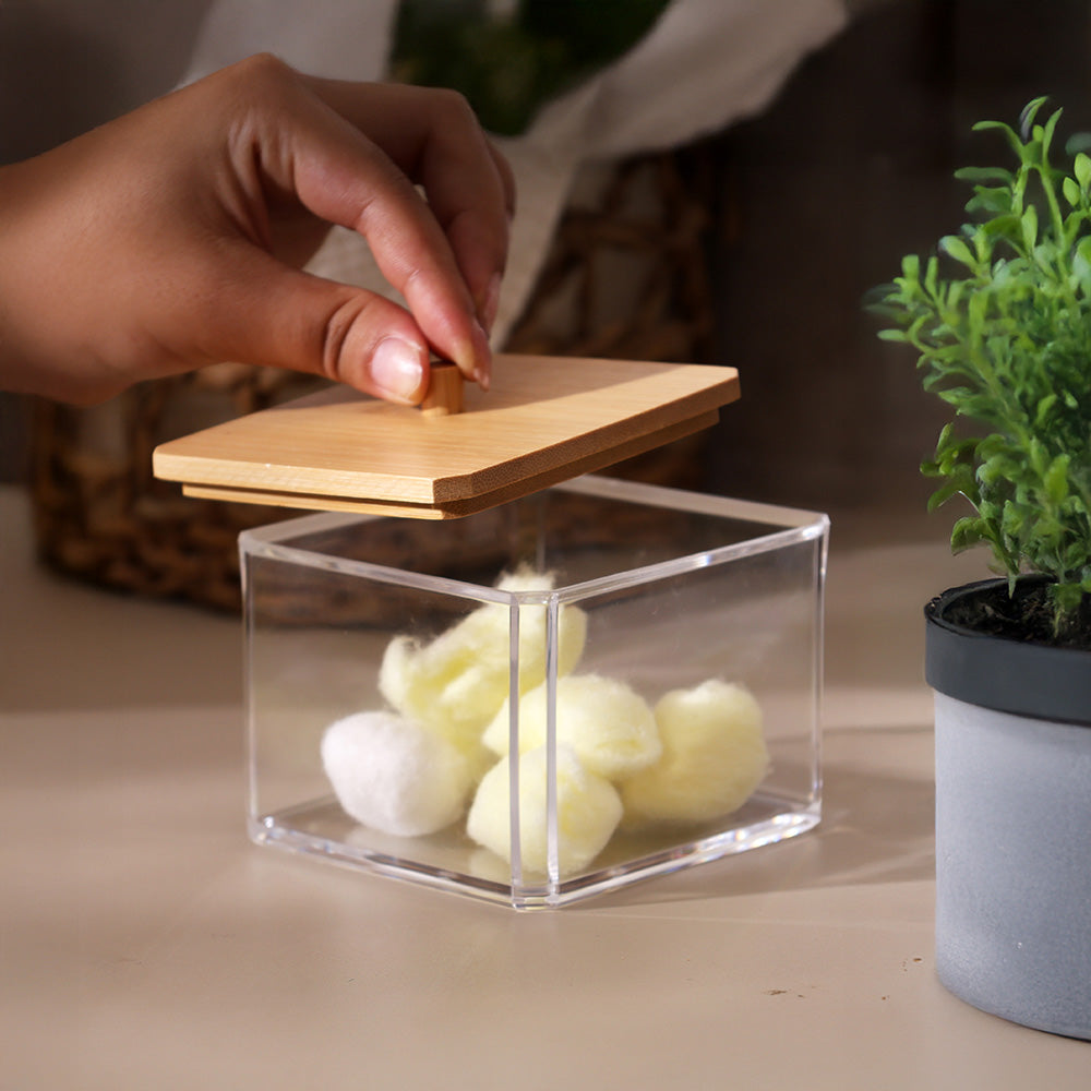 Tabz Square Storage Jar With Bamboo Lid - Medium