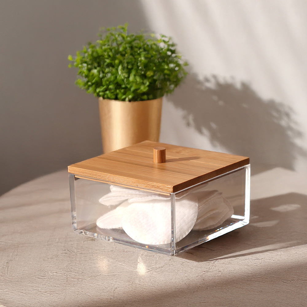 Tabz Square Storage Jar With Bamboo Lid - Short